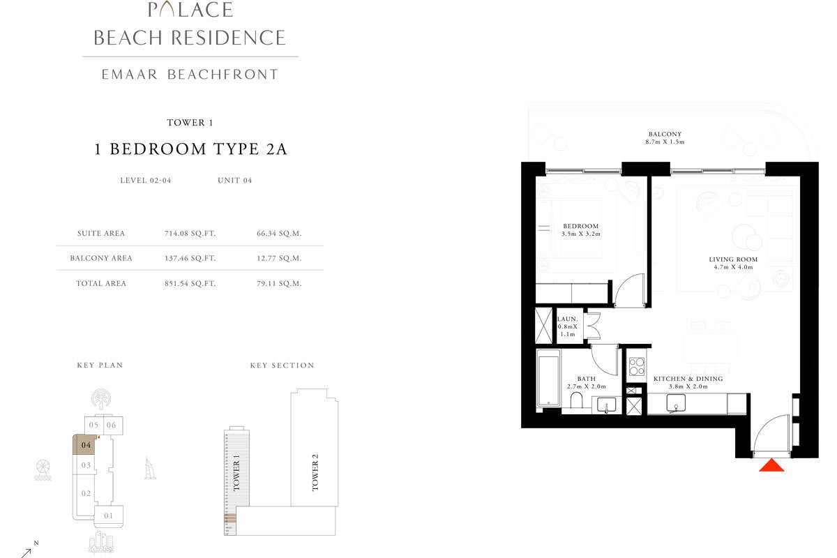 1 Bedroom, Type 2A, Level 2-4, Unit 4